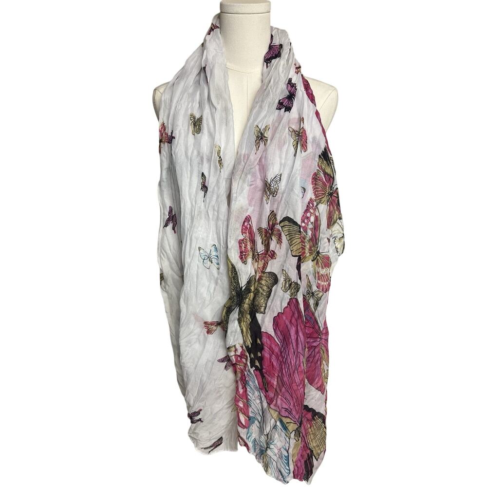 Womens Butterfly Scarf Feminine Pink Fairy Lightweight - Picture 3 of 4